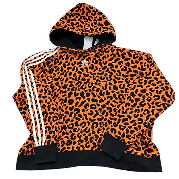 adidas Originals x Rich Mnisi Plus all over leopard print hoodie in orange 1X - Picture 9 of 10